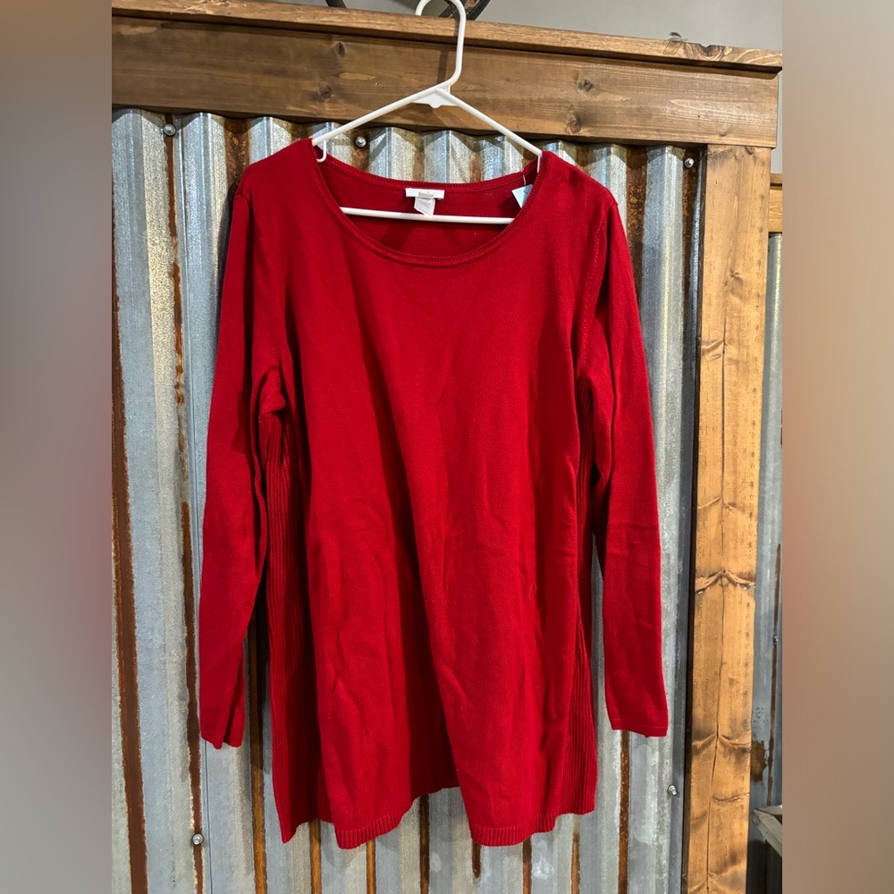 J Jill Red Tunic Sweater